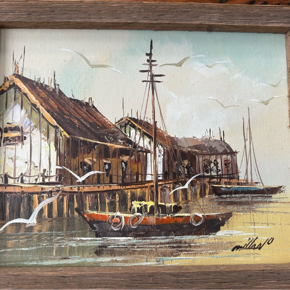 Rustic Harbor Scene Framed Art